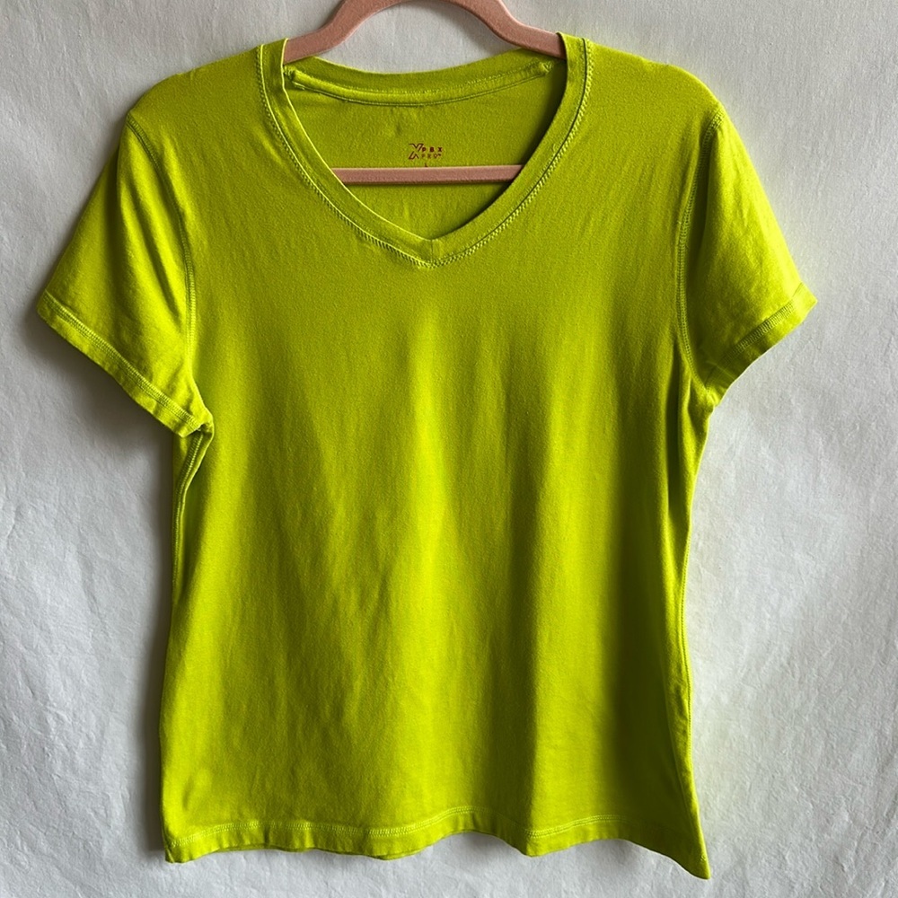 PBX Pro bright yellow V-neck tee, size L